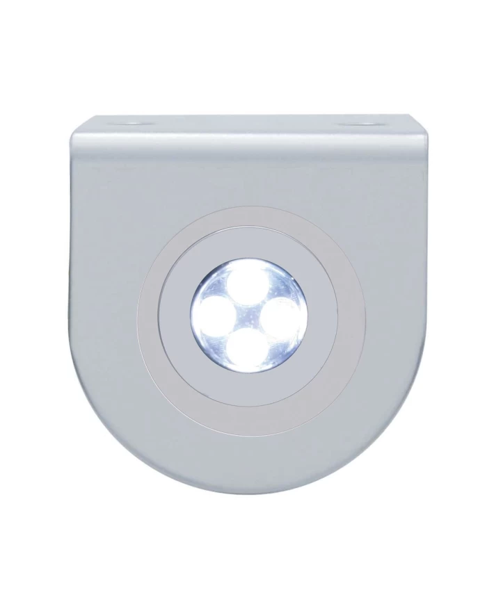 (BULK) STAINLESS STEEL LIGHT BRACKET W/ ONE 4 WHITE LED MINI LIGHT W/ STAINLESS STEEL BEZEL