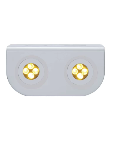 (BULK) STAINLESS STEEL LIGHT BRACKET W/ TWO 4 AMBER LED MINI LIGHT W/ STAINLESS STEEL BEZEL (BULK) STAINLESS STEEL LIGHT BRACKET W/ TWO 4 AMBER LED MINI LIGHT W/ STAINLESS STEEL BEZEL