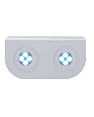 (BULK) STAINLESS STEEL LIGHT BRACKET W/ TWO 4 BLUE LED MINI LIGHT W/ STAINLESS STEEL BEZEL