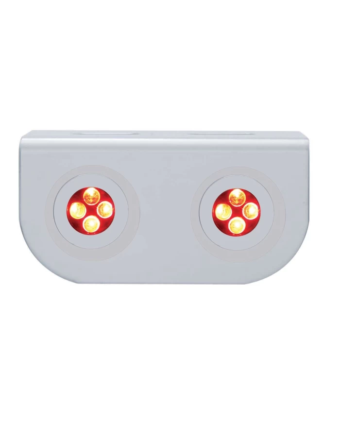 (BULK) STAINLESS STEEL LIGHT BRACKET W/ TWO 4 RED LED MINI LIGHT W/ STAINLESS STEEL BEZEL
