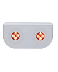 (BULK) STAINLESS STEEL LIGHT BRACKET W/ TWO 4 RED LED MINI LIGHT W/ STAINLESS STEEL BEZEL