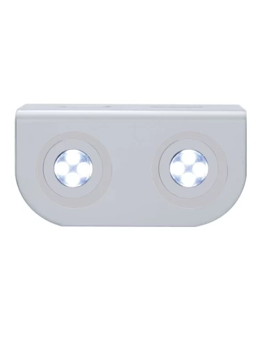 (BULK) STAINLESS STEEL LIGHT BRACKET W/ TWO 4 WHITE LED MINI LIGHT W/ STAINLESS STEEL BEZEL (BULK) STAINLESS STEEL LIGHT BRACKET W/ TWO 4 WHITE LED MINI LIGHT W/ STAINLESS STEEL BEZEL