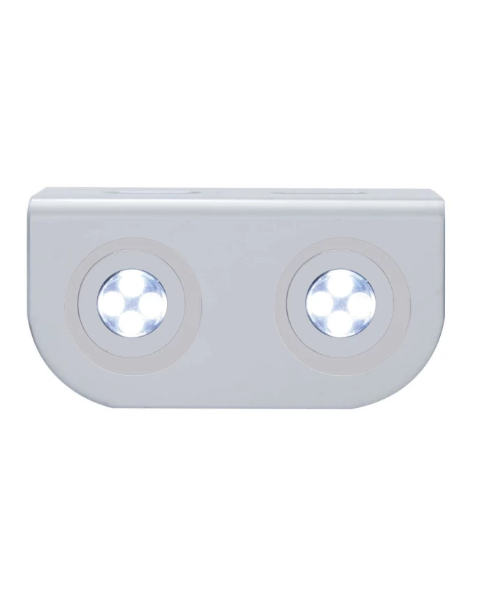 (BULK) STAINLESS STEEL LIGHT BRACKET W/ TWO 4 WHITE LED MINI LIGHT W/ STAINLESS STEEL BEZEL