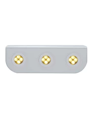 (BULK) STAINLESS STEEL LIGHT BRACKET W/ THREE 4 AMBER LED MINI LIGHT W/ STAINLESS STEEL BEZEL