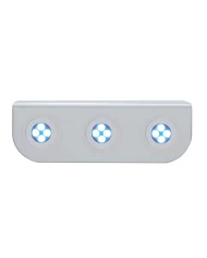 (BULK) STAINLESS STEEL LIGHT BRACKET W/ THREE 4 BLUE LED MINI LIGHT W/ STAINLESS STEEL BEZEL