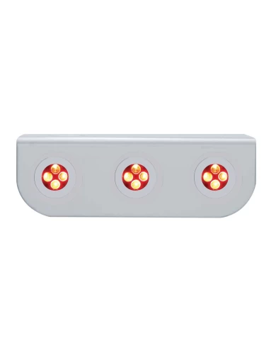 (BULK) STAINLESS STEEL LIGHT BRACKET W/ THREE 4 RED LED MINI LIGHT W/ STAINLESS STEEL BEZEL (BULK) STAINLESS STEEL LIGHT BRACKET W/ THREE 4 RED LED MINI LIGHT W/ STAINLESS STEEL BEZEL