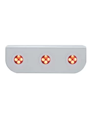 (BULK) STAINLESS STEEL LIGHT BRACKET W/ THREE 4 RED LED MINI LIGHT W/ STAINLESS STEEL BEZEL