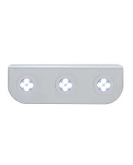 (BULK) STAINLESS STEEL LIGHT BRACKET W/ THREE 4 WHITE LED MINI LIGHT W/ STAINLESS STEEL BEZEL