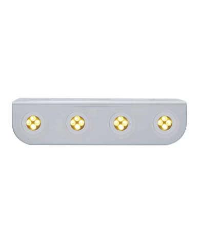 (BULK) STAINLESS STEEL LIGHT BRACKET W/ FOUR 4 AMBER LED MINI LIGHT W/ STAINLESS STEEL BEZEL (BULK) STAINLESS STEEL LIGHT BRACKET W/ FOUR 4 AMBER LED MINI LIGHT W/ STAINLESS STEEL BEZEL