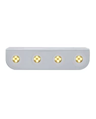 (BULK) STAINLESS STEEL LIGHT BRACKET W/ FOUR 4 AMBER LED MINI LIGHT W/ STAINLESS STEEL BEZEL