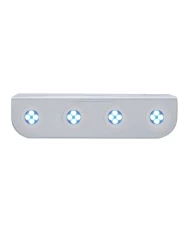 (BULK) STAINLESS STEEL LIGHT BRACKET W/ FOUR 4 BLUE LED MINI LIGHT W/ STAINLESS STEEL BEZEL
