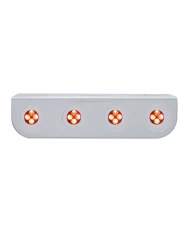 (BULK) STAINLESS STEEL LIGHT BRACKET W/ FOUR 4 RED LED MINI LIGHT W/ STAINLESS STEEL BEZEL