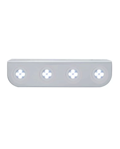 (BULK) STAINLESS STEEL LIGHT BRACKET W/ FOUR 4 WHITE LED MINI LIGHT W/ STAINLESS STEEL BEZEL (BULK) STAINLESS STEEL LIGHT BRACKET W/ FOUR 4 WHITE LED MINI LIGHT W/ STAINLESS STEEL BEZEL
