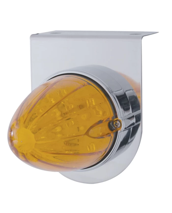 (BULK) S.S. LIGHT BRACKET W/ ONE 19 AMBER LED WATERMELON MARKER LIGHT - AMBER LENS