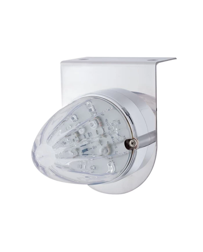 (BULK) S.S. LIGHT BRACKET W/ ONE 19 AMBER LED WATERMELON MARKER LIGHT - CLEAR LENS