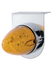 (BULK) S.S. LIGHT BRACKET W/ ONE 19 AMBER LED BEEHIVE MARKER LIGHT - AMBER LENS