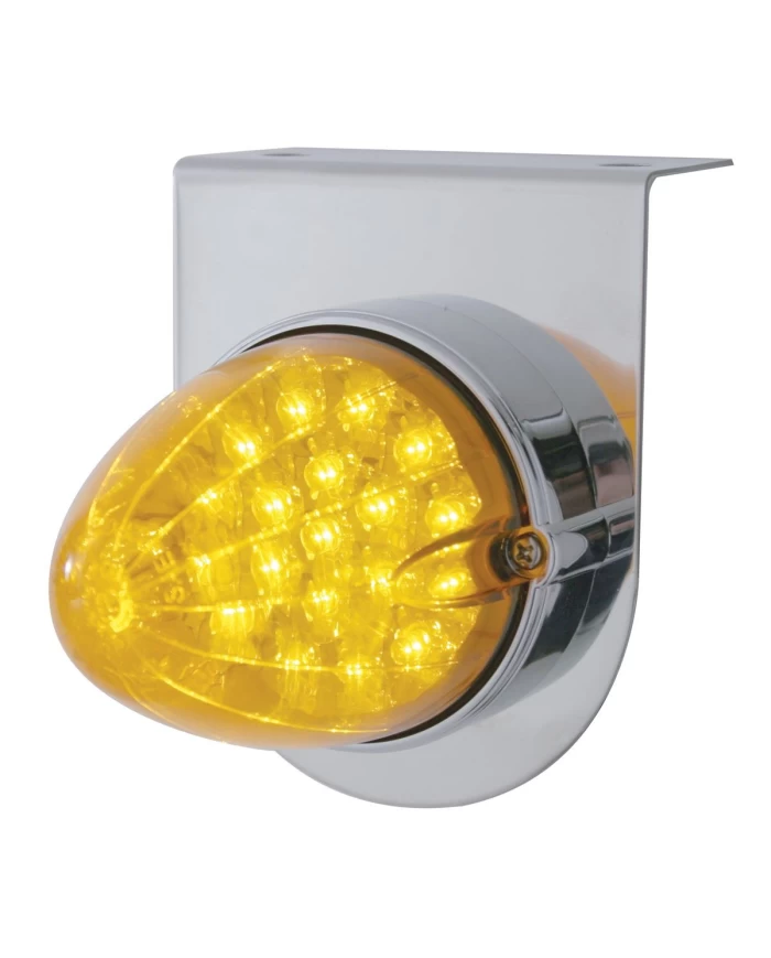 (BULK) S.S. LIGHT BRACKET W/ ONE 19 AMBER LED REFLECTOR MARKER LIGHT - AMBER LENS