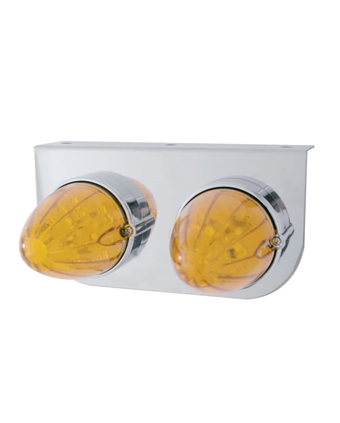 (BULK) S.S. LIGHT BRACKET W/ TWO 19 AMBER LED WATERMELON MARKER LIGHT - AMBER LENS