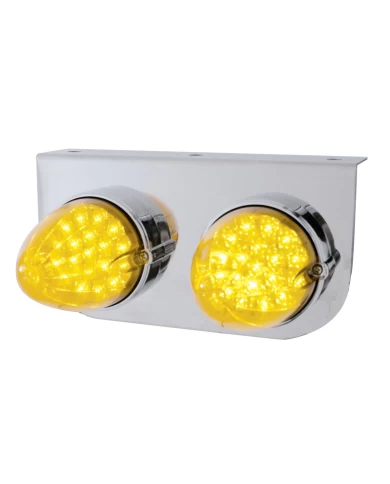 (BULK) S.S. LIGHT BRACKET W/ TWO 19 AMBER LED REFLECTOR MARKER LIGHT - AMBER LENS (BULK) S.S. LIGHT BRACKET W/ TWO 19 AMBER LED REFLECTOR MARKER LIGHT - AMBER LENS