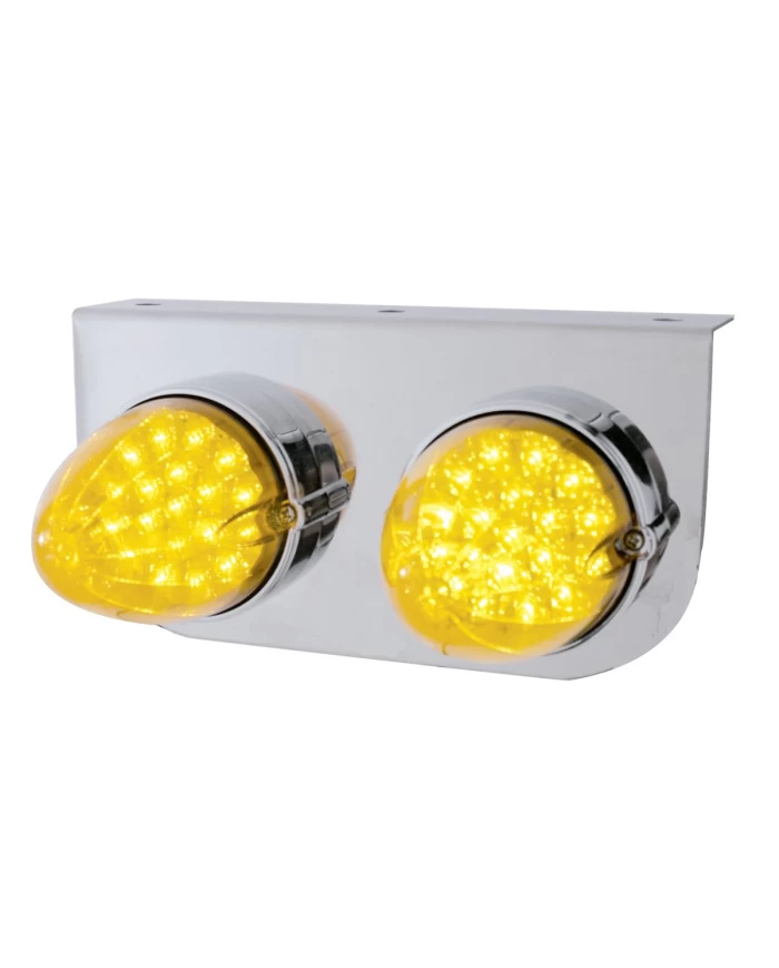 (BULK) S.S. LIGHT BRACKET W/ TWO 19 AMBER LED REFLECTOR MARKER LIGHT - AMBER LENS