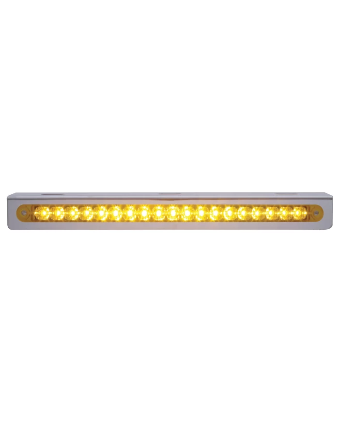 (BULK) STAINLESS STEEL LIGHT BRACKET W/ ONE 19 AMBER LED 12" REFLECTOR LIGHT BAR - AMBER LENS