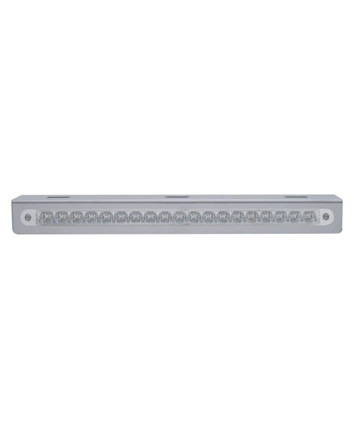 (BULK) STAINLESS STEEL LIGHT BRACKET W/ ONE 19 AMBER LED 12" REFLECTOR LIGHT BAR - CLEAR LENS