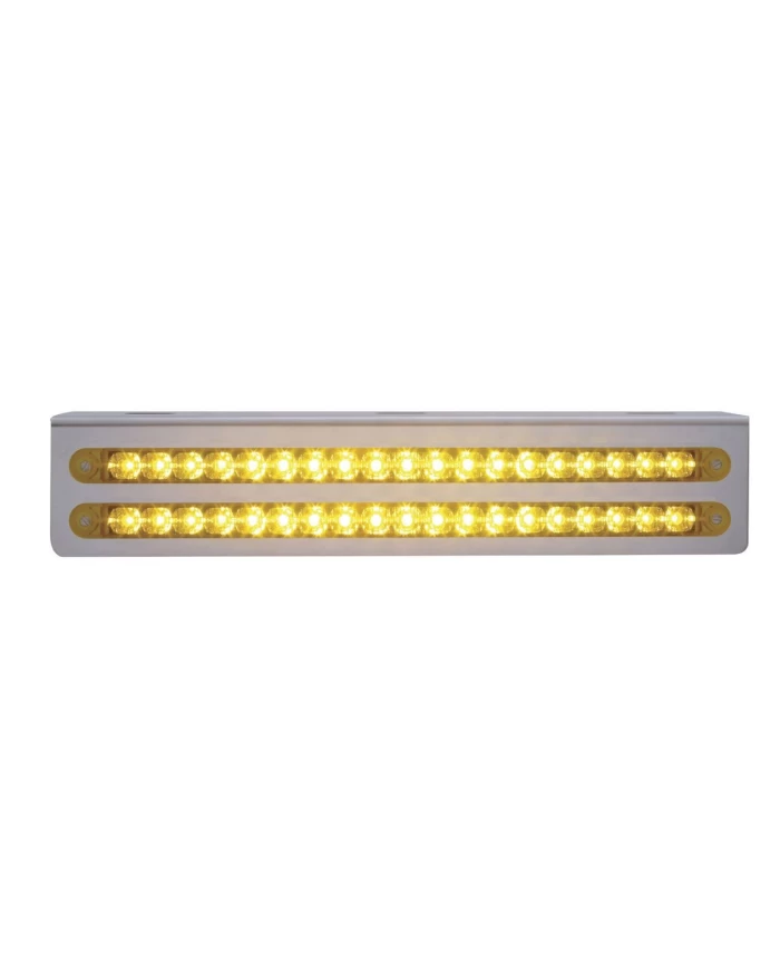 (BULK) STAINLESS STEEL 12 3/4" x 2 5/8" LIGHT BRACKET W/ TWO 19 AMBER LED 12" REFLECTOR LIGHT BAR - AMBER LENS