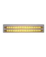 (BULK) STAINLESS STEEL 12 3/4" x 2 5/8" LIGHT BRACKET W/ TWO 19 AMBER LED 12" REFLECTOR LIGHT BAR - AMBER LENS