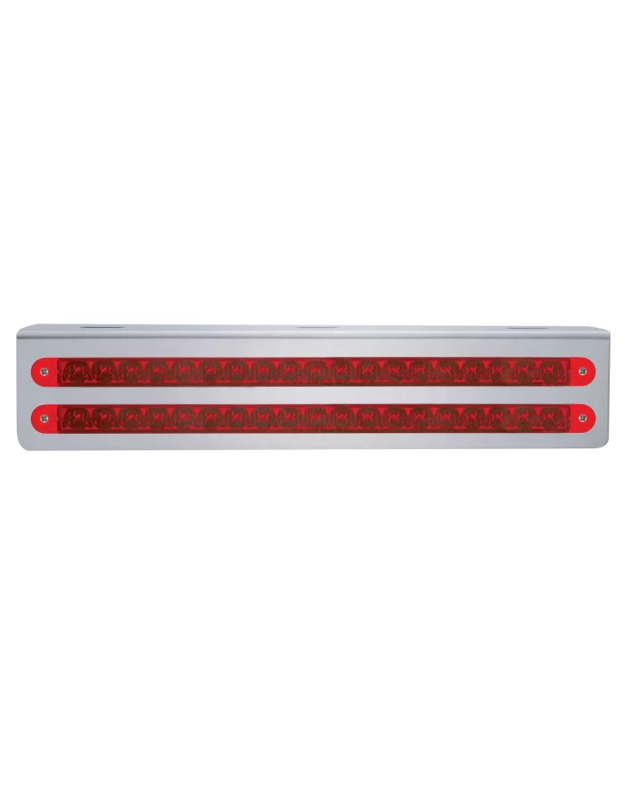 (BULK) STAINLESS STEEL 12 3/4" x 2 5/8" LIGHT BRACKET W/ TWO 19 RED LED 12" REFLECTOR LIGHT BAR - RED LENS