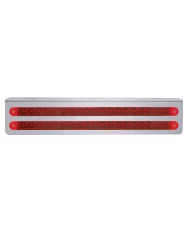 (BULK) STAINLESS STEEL 12 3/4" x 2 5/8" LIGHT BRACKET W/ TWO 19 RED LED 12" REFLECTOR LIGHT BAR - RED LENS
