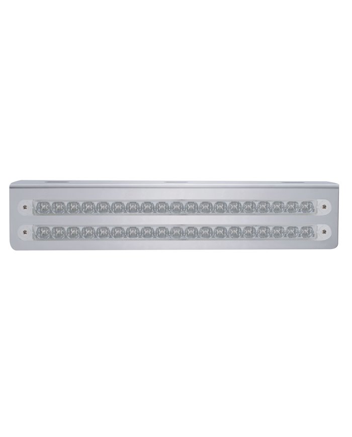(BULK) STAINLESS STEEL 12 3/4" x 2 5/8" LIGHT BRACKET W/ TWO 19 AMBER LED 12" REFLECTOR LIGHT BAR - CLEAR LENS