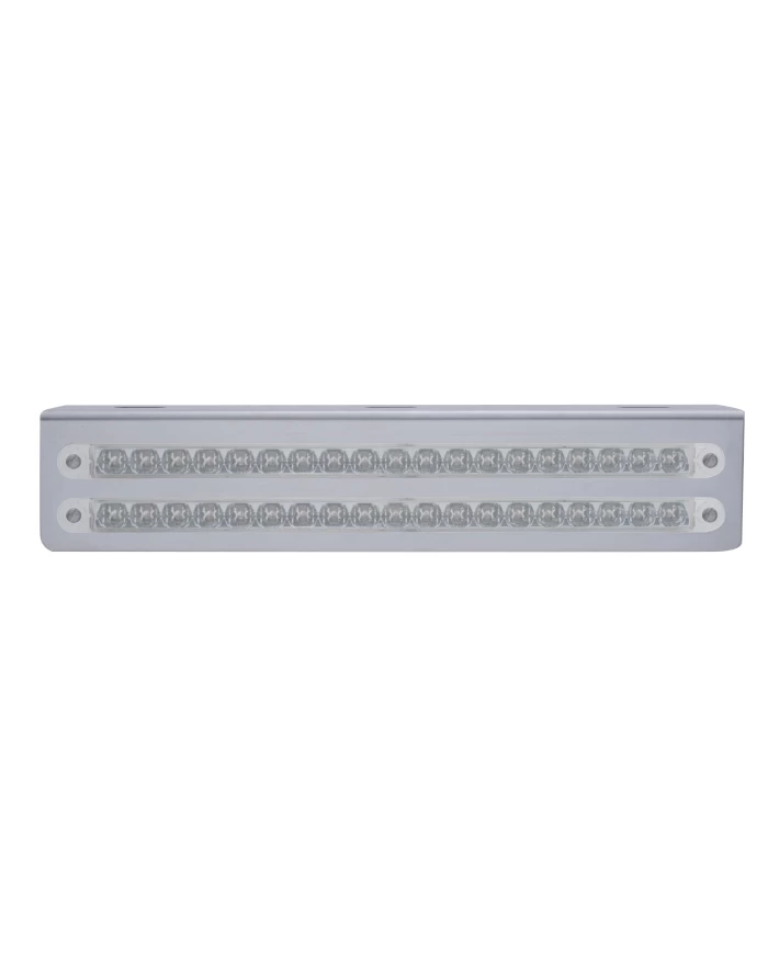(BULK) STAINLESS STEEL 12 3/4" x 2 5/8" LIGHT BRACKET W/ TWO 19 RED LED 12" REFLECTOR LIGHT BAR - CLEAR LENS