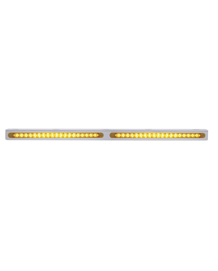 (BULK) STAINLESS STEEL 25 5/16" x 1 3/8" LIGHT BRACKET W/ TWO 19 AMBER LED 12" REFLECTOR LIGHT BAR - AMBER LENS