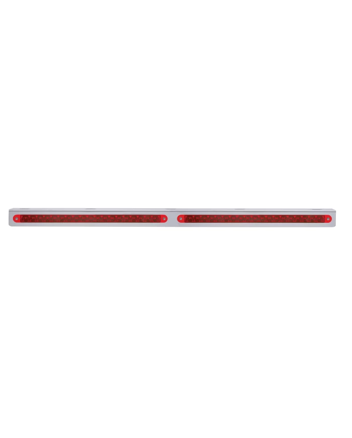 (BULK) STAINLESS STEEL 25 5/16" x 1 3/8" LIGHT BRACKET W/ TWO 19 RED LED 12" REFLECTOR LIGHT BAR - RED LENS