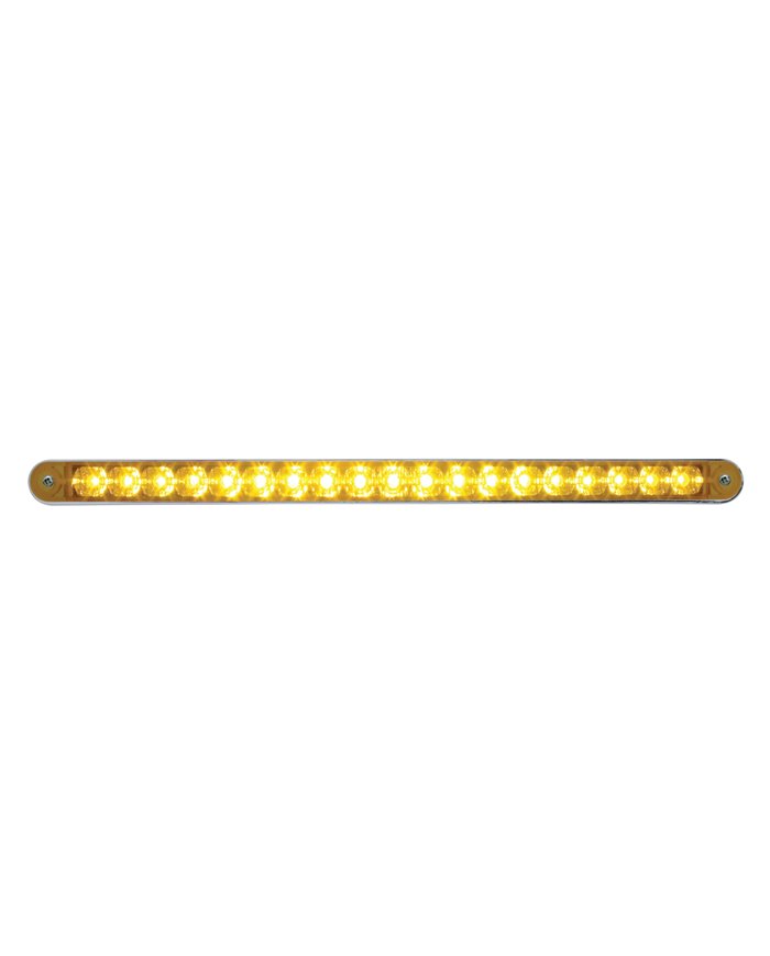 (CARD) 19 AMBER LED 12" REFLECTOR LIGHT BAR W/ CHROME PLASTIC BEZEL - AMBER LENS