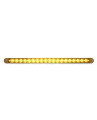 (CARD) 19 AMBER LED 12" REFLECTOR LIGHT BAR W/ CHROME PLASTIC BEZEL - AMBER LENS