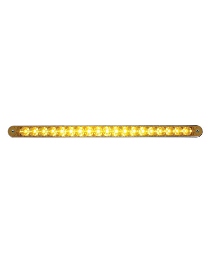 (CARD) 19 AMBER LED 12" REFLECTOR LIGHT BAR W/ CHROME PLASTIC BEZEL - AMBER LENS