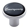 UP23236-Aluminum Screw-On Air Valve Knob With Glossy Emergency Script Sticker - Black Sticker