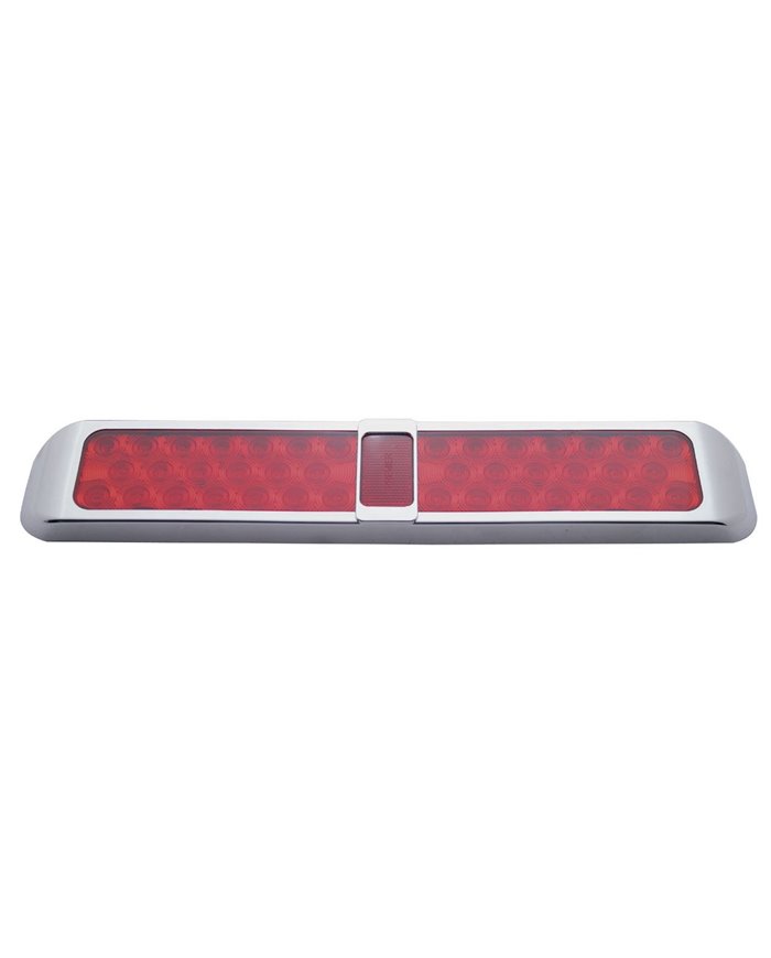 (BULK) 40 RED LED RECTANGULAR S/T/T LIGHT W/ CHROME PLASTIC FLUSH MOUNT BEZEL - RED LENS