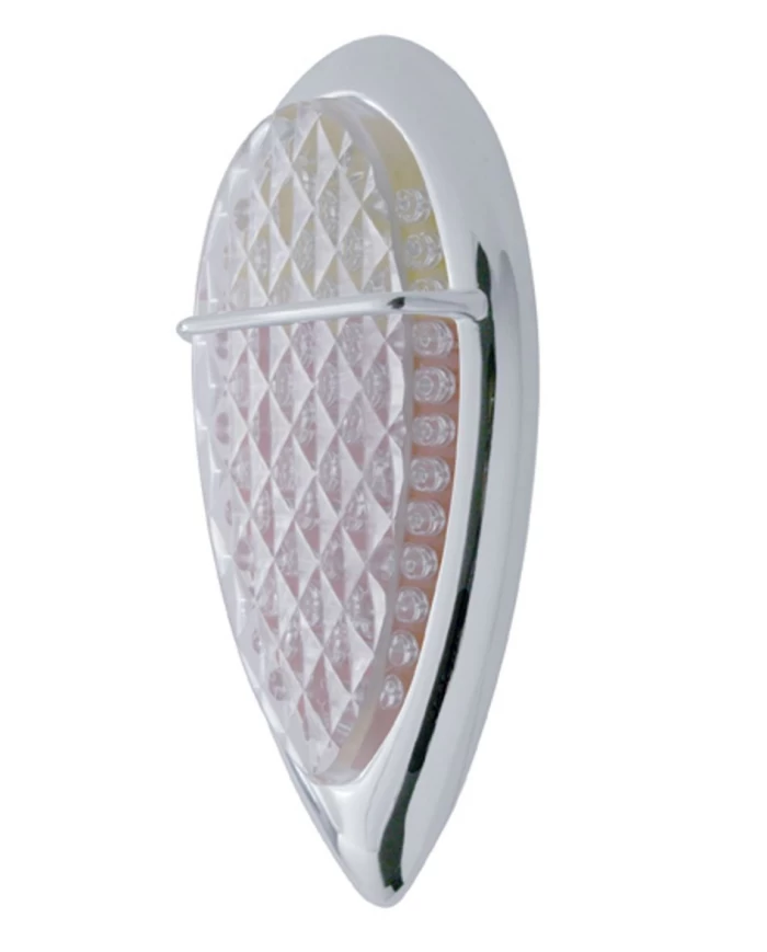 (CARD) 37 RED LED + 14 AMBER LED "DUO" AUXILITY/UTITILTY LT W/ CR. FLUSH MOUNT "BABY ZEPHYR" BEZEL - CLEAR LENS