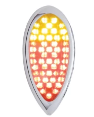 (CARD) 37 RED LED + 14 AMBER LED "DUO" AUXILITY/UTITILTY LT W/ CR. PL. FLUSH MOUNT "TEARDROP" BEZEL - CLEAR LENS