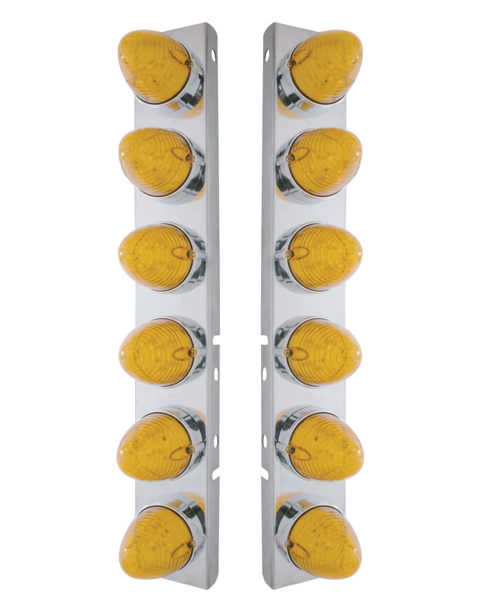 (BULK) S.S. PB AIR CLEANER KIT W/ TWELVE 19 AMBER LED BEEHIVE MARKER LIGHT - AMBER LENS
