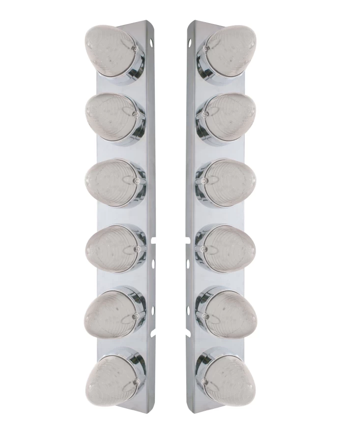 (BULK) S.S. PB AIR CLEANER KIT W/ TWELVE 19 AMBER LED BEEHIVE MARKER LIGHT - CLEAR LENS