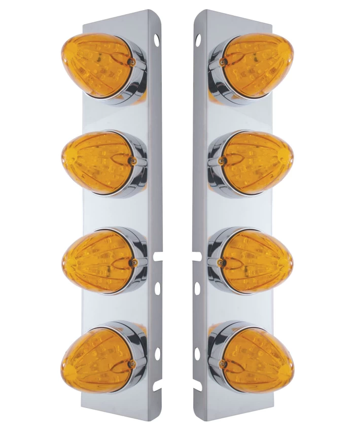 (BULK) S.S. PB AIR CLEANER KIT W/ EIGHT 19 AMBER LED WATERMELON MARKER LIGHT - AMBER LENS