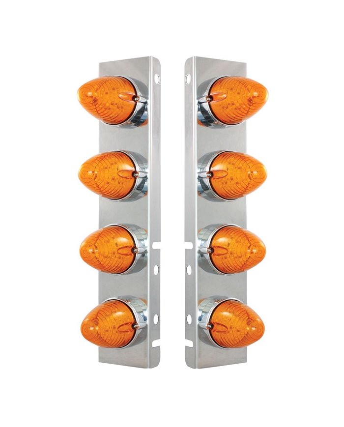 (BULK) S.S. PB AIR CLEANER KIT W/ EIGHT 19 AMBER LED BEEHIVE MARKER LIGHT - AMBER LENS