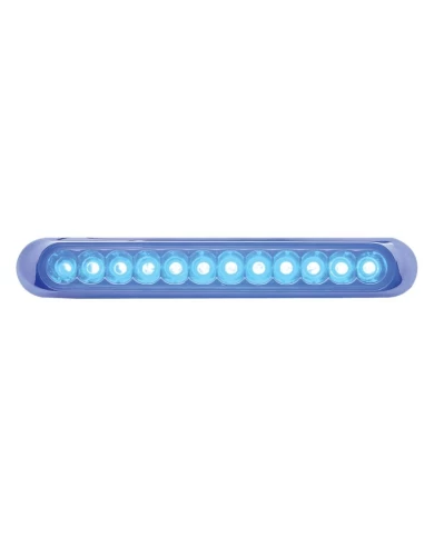 (CARD) CHROME PLASTIC 12 LED 6 1/4" STRIP LIGHT - BLUE LED (CARD) CHROME PLASTIC 12 LED 6 1/4" STRIP LIGHT - BLUE LED