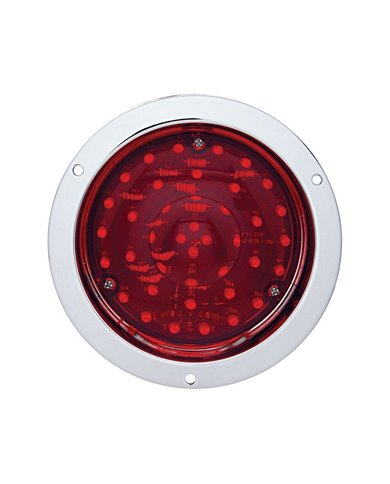 (CARD) CHROME 40 RED LED S/T/T DEEP DISH LIGHT - RED LENS (CARD) CHROME 40 RED LED S/T/T DEEP DISH LIGHT - RED LENS