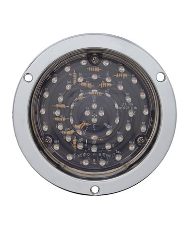 (CARD) CHROME 40 RED LED S/T/T DEEP DISH LIGHT - CLEAR LENS (CARD) CHROME 40 RED LED S/T/T DEEP DISH LIGHT - CLEAR LENS