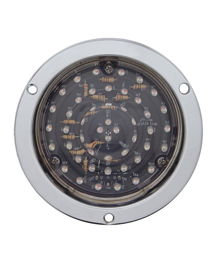 (CARD) CHROME 40 RED LED S/T/T DEEP DISH LIGHT - CLEAR LENS (CARD) CHROME 40 RED LED S/T/T DEEP DISH LIGHT - CLEAR LENS