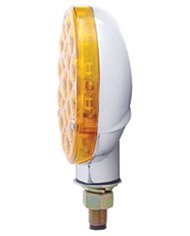 (CARD) CHROME SINGLE FACE 21 AMBER LED AUXILIARY SIGNAL LIGHT - AMBER BUBBLE LENS